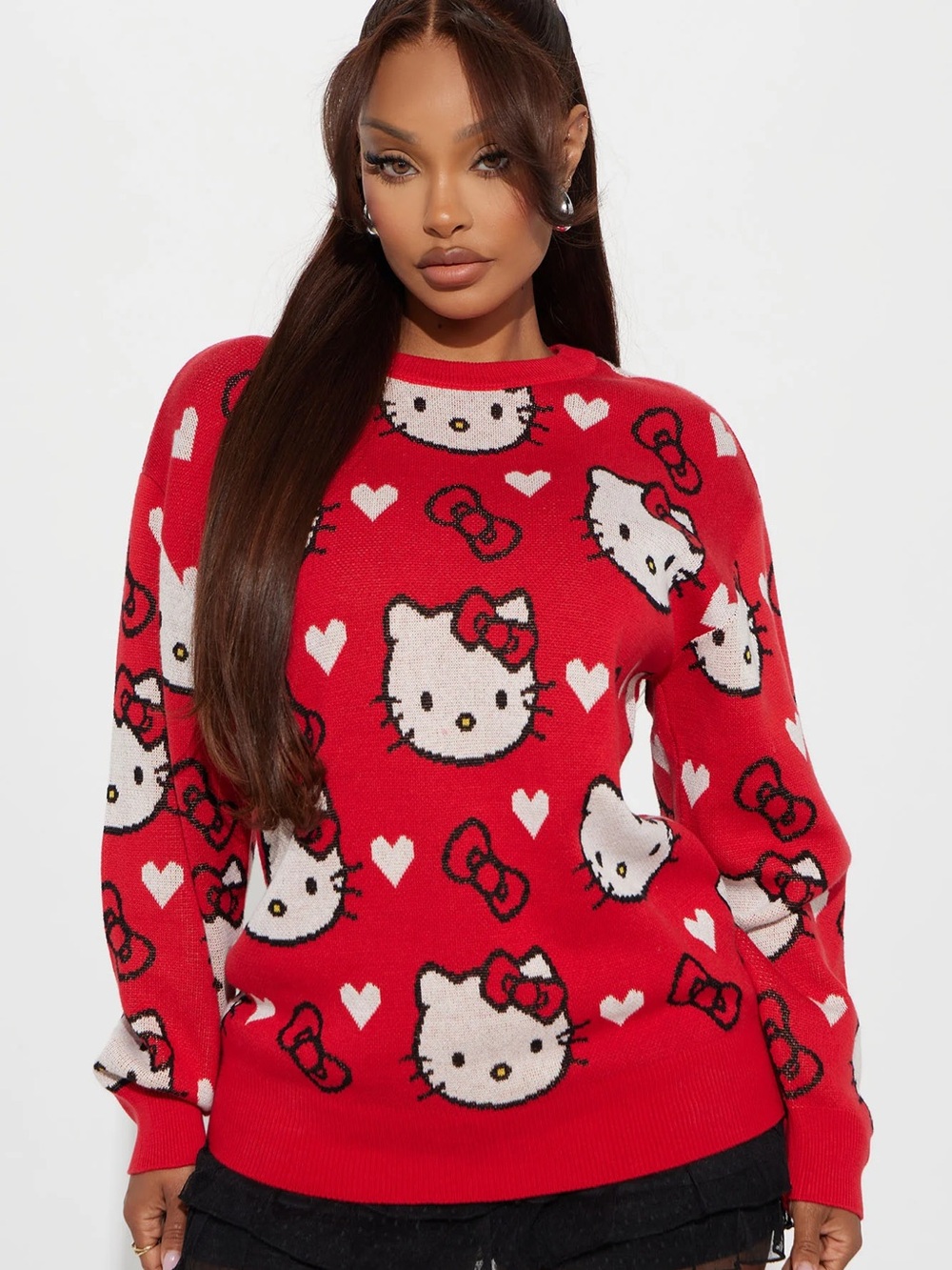 Hello Kitty Red Heart & Bow Crewneck Sweater